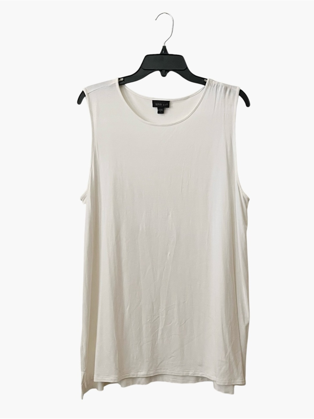 J Jill Wearever Collection Tank Top Sz L Ivory Side Slit Sleeveless Soft Travel
